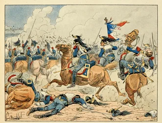 Ilustração retirada do livro "Os heróis do século", recitação anedótica de Dick de Lonlay e ilustrada por Louis Bombled (1862-1927)