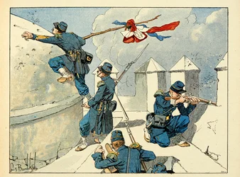 Ilustração retirada do livro "Os heróis do século", recitação anedótica de Dick de Lonlay e ilustrada por Louis Bombled (1862-1927)