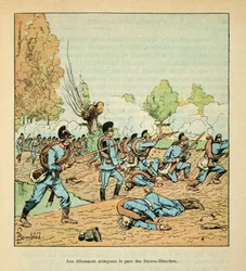A Arma do Loire por Eugene Sergent, conhecido como Grenest, ilustrado por Louis Bombled (1862-1927) (Guerra Franco-Alemã; campanha de 1870 -1871): Batalha em Chateaudun, em 18 de outubro