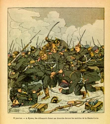 A Armee Oriental do Sargento Eugene, conhecida como Grenest, ilustrada por Louis Bombled (1862-1927) (Guerra Franco-Alemã; campanha de 1870 -1871): Em 18 de janeiro