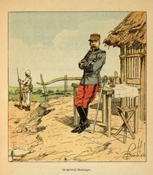 A Guerra em Madagáscar - História das Expedições Francesas de 1885-1895 por Henri Galli dit Galllichet (1854-1922), ilustrada por Louis Bombled (1862-1927): Retrato do General Metzinger em Madagáscar em 1895, Coleção Particular