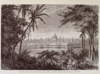Vista de Angkor Thom por volta de 1870 - em "Voyage au Cambodia" de Louis Delaporte, Paris