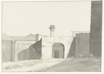 Antieke zuil en gebouwen em haven van Brindisi
Uma vista distante da Coluna Antiga [no porto de Brindisi].
Viagem a Itália, Sicília e Malta - 1778 (título da série)