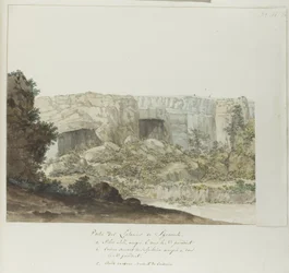 Gedeelte van Latomies caverna em Siracusa Parte das Latomias de Siracusa (título no objeto) Viagens na Itália, Sicília e Malta - 1778 (título da série)