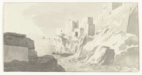 Gezicht op Polignano
Vista da cidade Polignano (título sobre o objecto)
Viagem a Itália, Sicília e Malta - 1778 (título da série)