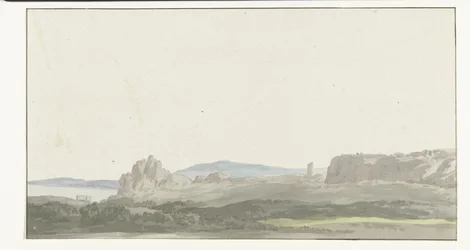 Gezicht op een rots bij de Golf van Taranto in de buurt van Gallipoli
Vista de uma rocha no Golfo de Taranto, no bairro de Gallipoli (título sobre o objecto)
Voyage en Italie, en Sicile et à Malte - 1778 (título da série)