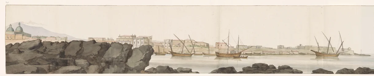 Vista do porto de Catânia Vue du Port de Catane (título no objeto) Voyage en Italy, e Sicile et à Malte - 1778 (título da série)
