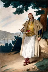 Um jardineiro grego ou Houseman - placa X, gravada por Lemercier de &39;viagem para Atenas e uma Constantinopla&39;, escrita e ilustrada por Dupre, 1828