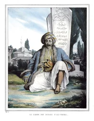 The Guardian of the Seals of Ali Pasha de Janina (1741-1822), em "Voyage a Athenes and a Constantinople, ou coleção de retratos gregos e otomanos, vistas e figurinos, pintados em lugares da natureza, litografias e colórias de Louis Dupre (1789-1837) pu