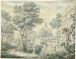 Paisagem arcadiana com um túmulo