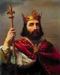 Retrato de Pepin III conhecido como Pepin the Brief (714-768) rei de França. Pintura de Louis Felix Amiel (1802-1864)