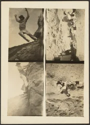 [Quadro quádruplo - Cenas de escalada em montanha].