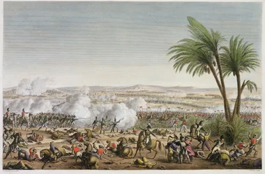 A Batalha de Heliópolis, 29 Ventose, Ano 8 (20 de março de 1800) gravado por Edme Bovinet (1767-1832) (aquatint)