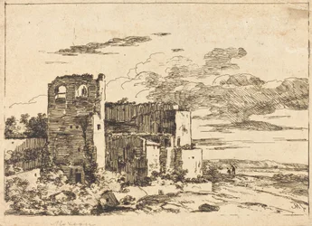 Edifícios em ruínas perto de um banco de rio