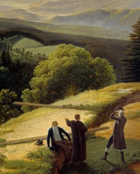 Três viajantes numa paisagem