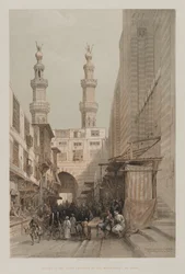 Egito e Núbia, Volume III: Minaretes e Grande Entrada dos Metwaleys, no Cairo, 1848.