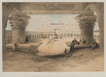 Egito e Núbia, volume I: vista de baixo do pórtico do templo de Edfou, alto Egito, 1847.