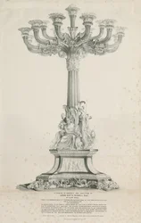 Ilam Hall - Candelabros: litografia, 1832