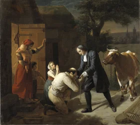 François Fenelon (1651-1715) relator une vache volee a un paysan - Fenelon devolve uma vaca roubada a um camponês, por Hersent, Louis (1777-1860). Óleo sobre tela. Dimensão : 97,5x109,5 cm. Nationalmuseum Stockholm