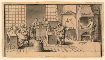 Oficina de um batedor de ouro para a Enciclopédia de Diderot