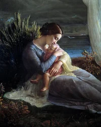 O poema da alma; O anjo e a mãe, detalhe da mãe e do filho
