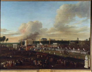 Revolução Francesa: "Vista da festa da Confederação dos Departamentos do Norte, do Somme e do Pas de Calais" Pintura de Louis Joseph Watteau dit Watteau de Lille (1731-1798)
