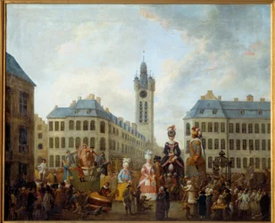 A família da grande luva do Douai. Pintura de Louis Joseph Watteau dit Watteau de Lille (1731-1798)