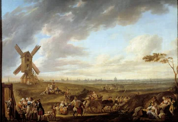 Vista de Lille tirada do deus de Marcq. Pintura de Louis Joseph Watteau dit Watteau de Lille (1731-1798)