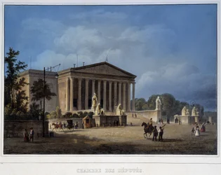 A Câmara dos Deputados - em "Paris em 1937" por Arnout, ed. Weith & Hauser