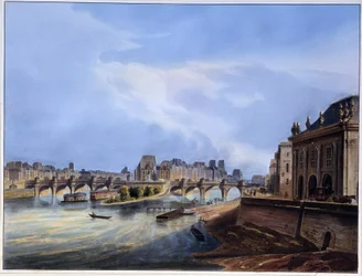 Vista da ponte Neuf - em "Paris en 1837" por Arnout