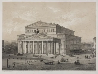 Bolchoi - The Bolshoi Theatre in Moscow, de Jacottet, Louis Julien (1806-?). Litografia