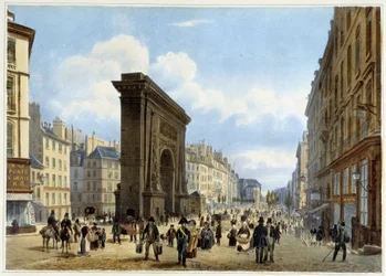 La porte de St Denis- em "Promenade dans Paris et ses environs", desenhado por Jacottet e Benoist, c. 1840
