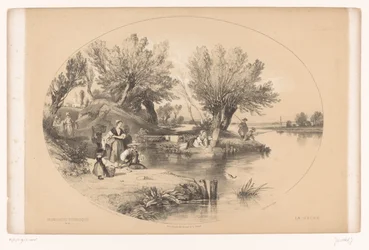 Pescadores em um lago Passeios pitorescos (título da série) Passeios pitorescos (título da série no objeto)