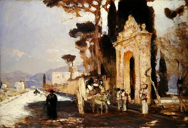 Uma Estrada Italiana com Portão de um Parque Barroco