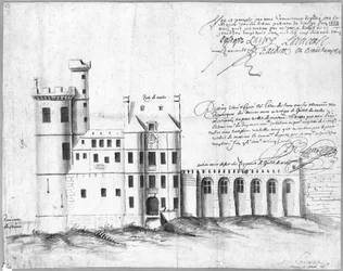 Fachada de Porte e Hotel de Nesle, 1662 (caneta e tinta e lavar no papel)