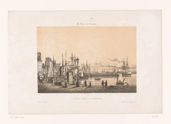 Vista do porto de Cherbourg Vue du port de Cherbourg (título no objeto) França contemporânea (título da série) La France de nos jours (título da série no objeto)