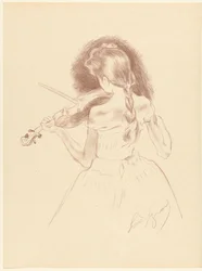 Rapariga vista nas costas a tocar violino
Musicienne
L