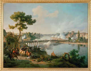 O general Bonaparte dá as suas ordens na batalha de Lodi (pintura sobre tela)