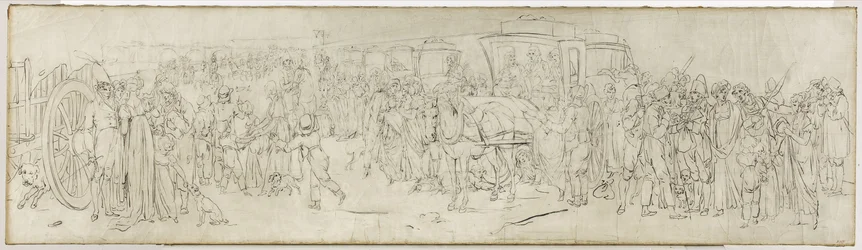 Cucos no Quai des Tuileries, cerca de 1805 (pincel, tinta da China sobre tela)