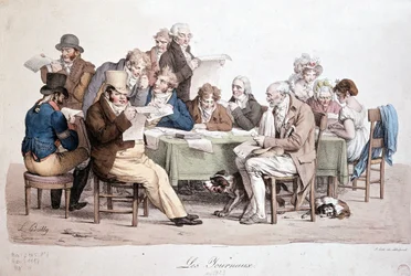 Homens lendo jornais - gravando Louis Boilly intitulado "Les journaux".