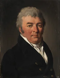 Retrato de um homem com casaco abotoado