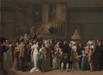 O público contempla a «Coroação» de David no Louvre