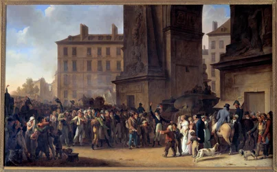 Os conscritos de 1807 passando em frente ao Porte Saint Denis em Paris Pintura de Louis Leopold Boilly (1761-1845)