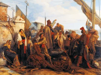 Pescadores que partem no Adriático