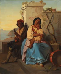 Cena italiana (óleo sobre tecido)