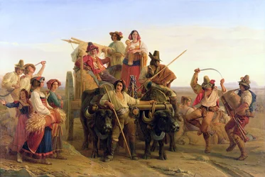 A chegada das colheitadeiras nos pântanos de Pontine, 1830