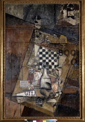 Natureza morta com um jogo de xadrez. Pintura de Louis Markus conhecido como Louis Marcoussis (1878-1941)