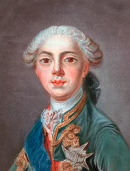 Louis Stanislas Xavier da França (futuro Louis XVIII), Conde da Provença (1755-1824) - Louis-Stanislas-Xavier da França, Conde da Provença (1755-1824) - Gravado por Louis Marin (Louis-Marin) Bonnet (1736 ou 1743-1793)