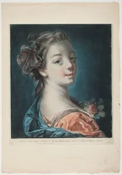 Retrato de uma jovem com uma rosa no vestido