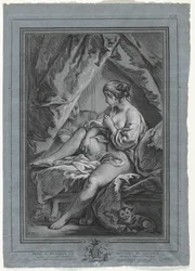 Jovem mulher sentada em uma cama, 1764-1767.